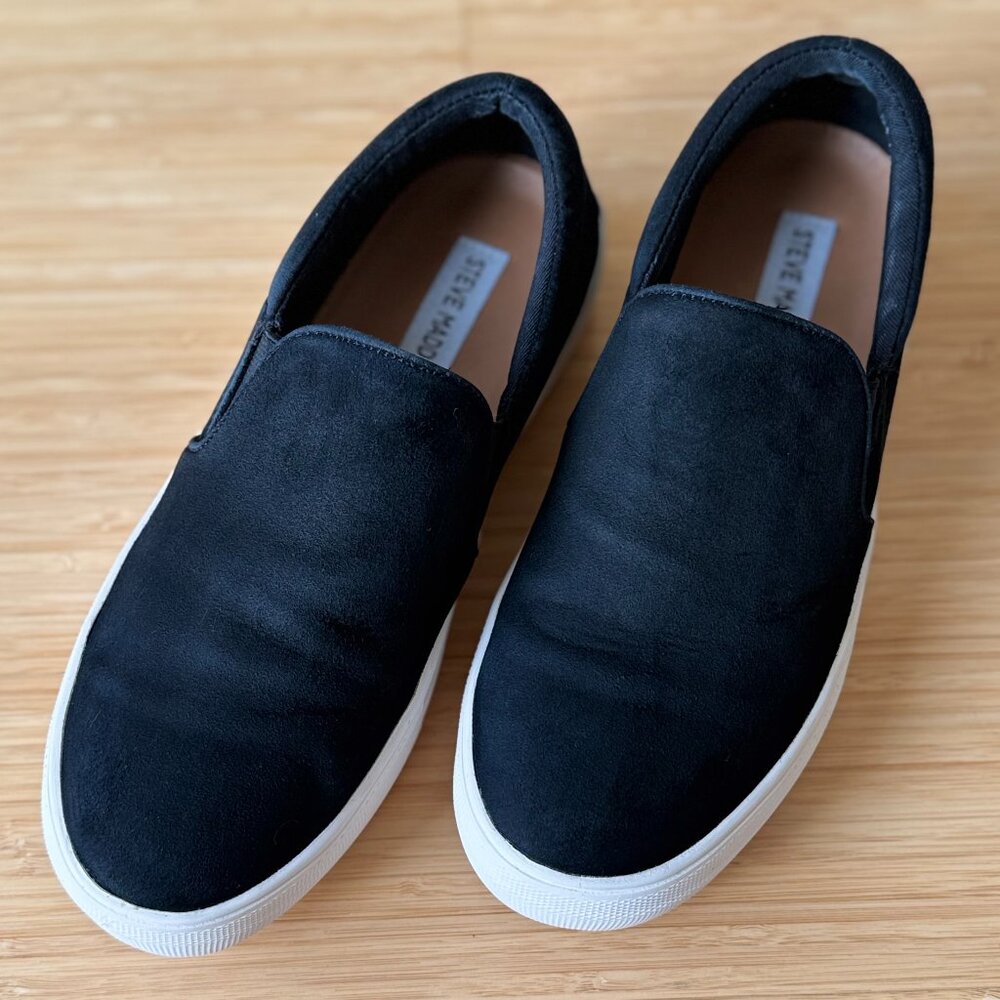 Steve Madden Women's Gills Suede Platform Slip-on Sneaker in Black, Size 7